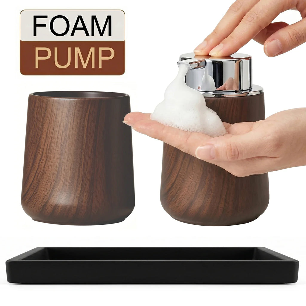 Bathroom Countertop Organizer Set – Soap Dispenser & Storage Bathroom Organizer Set Qme FOAM-SET B