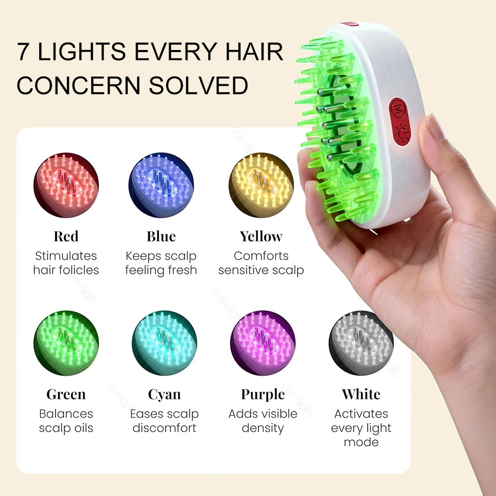 7-in-1 Red Light Scalp Massager Brush with Oil Applicator Scalp Massager Brush Qst