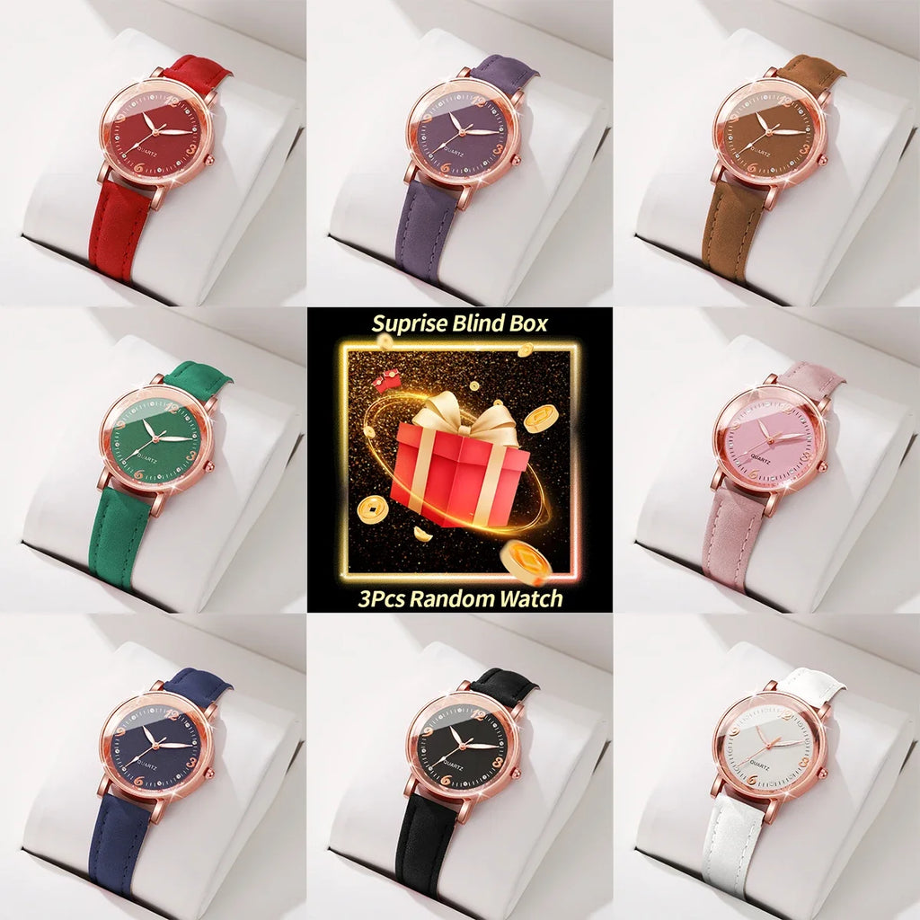 Women's Mystery Watch & Bracelet Blind Box Set – 3 Pcs Watch Gift Set Qme Watch blind box