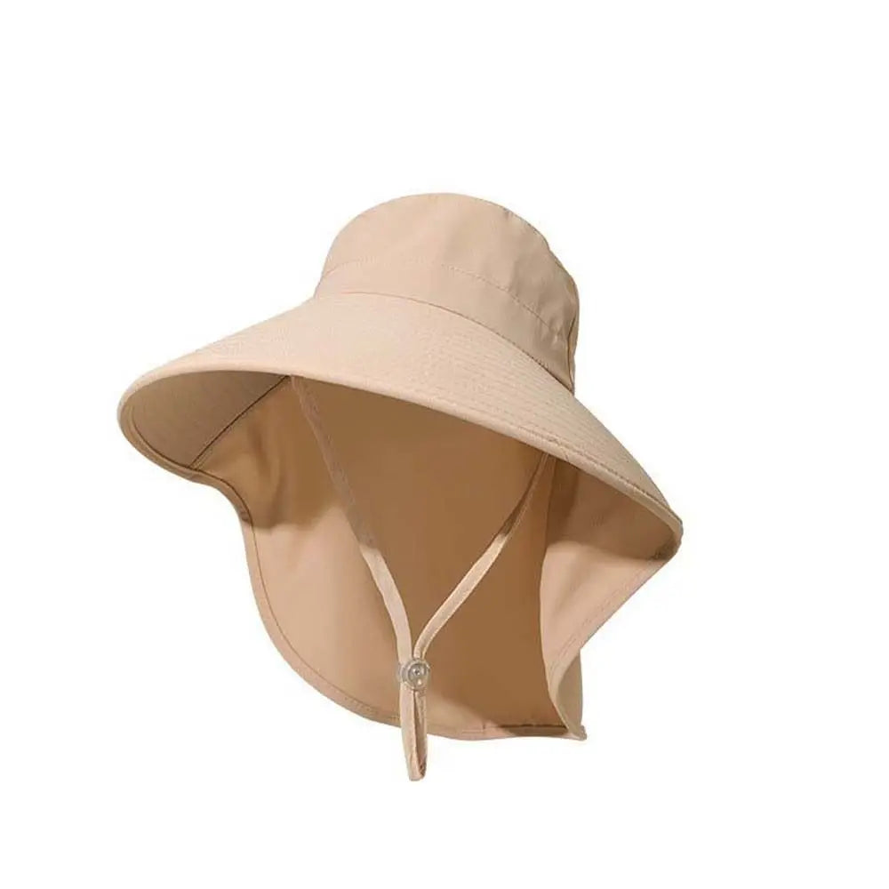 Women's Wide Brim Hiking Hat with Neck Cover | Quick Dry Wide Brim Sun Hat Qme Khaki