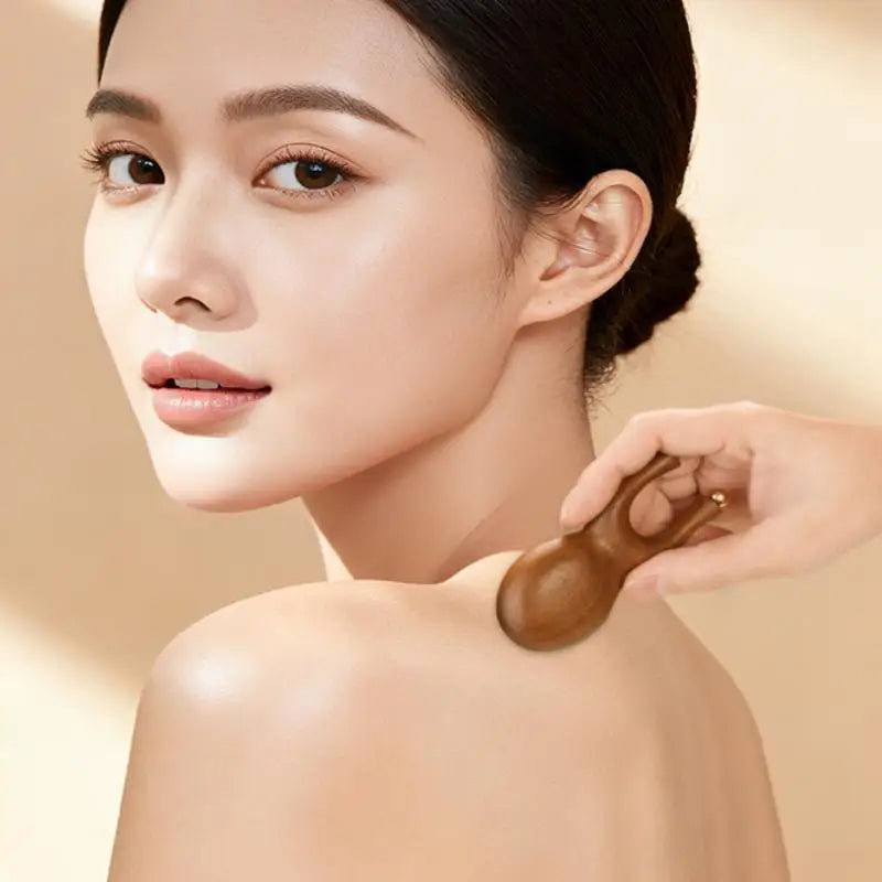 Frog Gua Sha Face Massager – Brass Beads & Sandalwood Handle Gua Sha Massager Qst