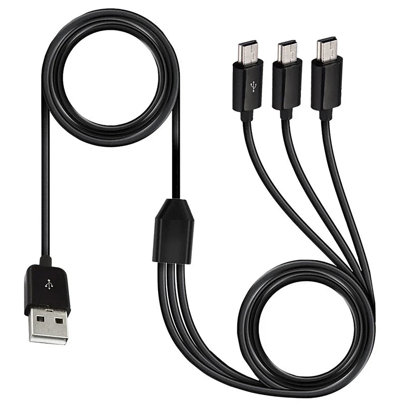 1M USB to 3x Mini USB 5-Pin Y Splitter Charging & Data Cable USB Splitter Cable Qme one size
