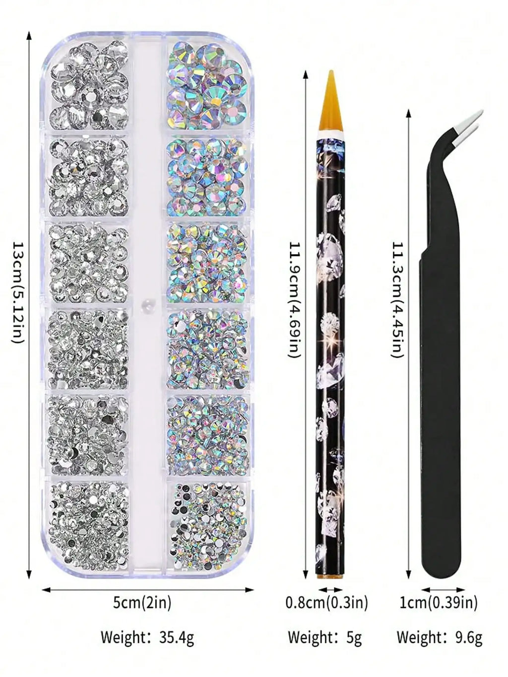 Multi-Size AB Crystal Nail Rhinestones Flat Bottom Diamond Gems Nail Art Rhinestones Qme