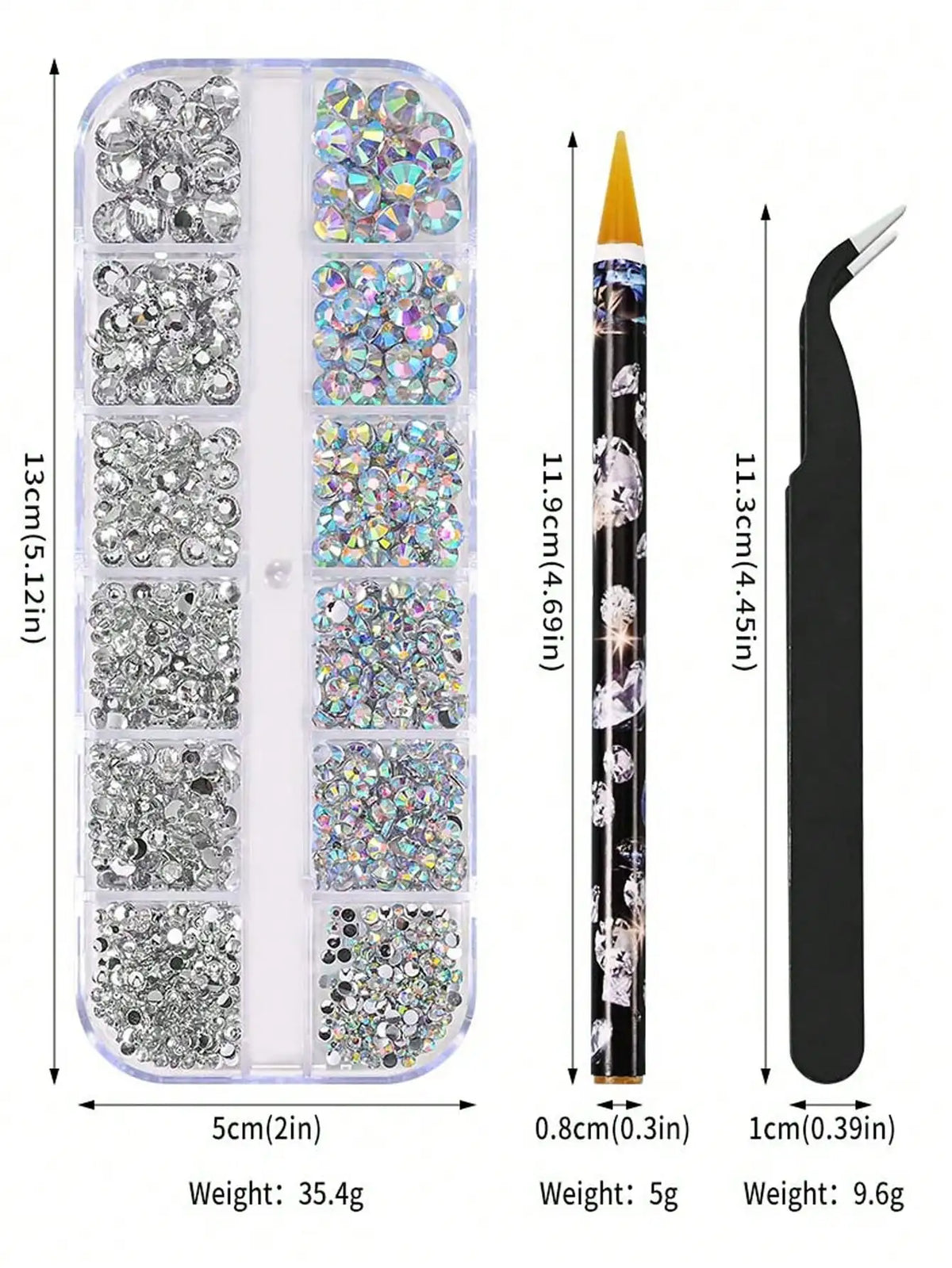 Multi-Size AB Crystal Nail Rhinestones Flat Bottom Diamond Gems Nail Art Rhinestones Qme