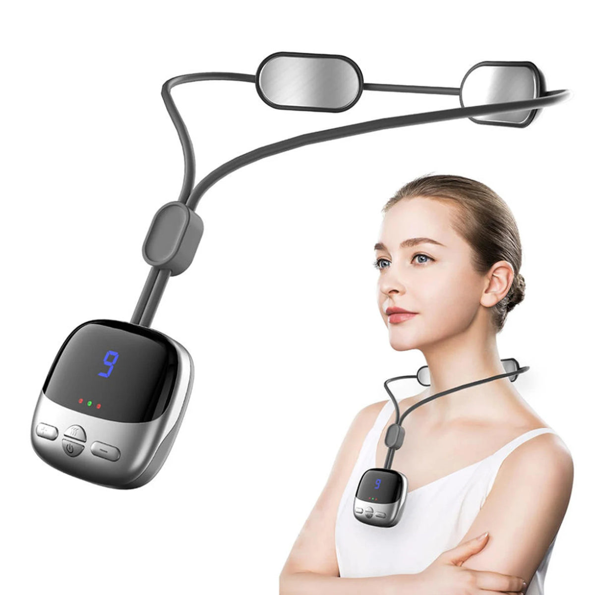 Vilnason Mini Wearable Neck Massager – Heat, 4 Modes, 9 Speeds Wearable Neck Massager Qst