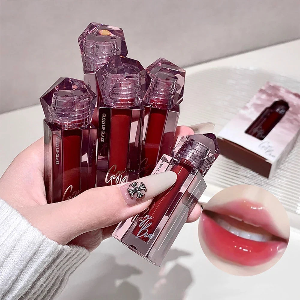 Gege Bear Mirror Lip Glaze – Shimmering Watery Gloss 6 Shades Shimmer Lip Gloss Qme