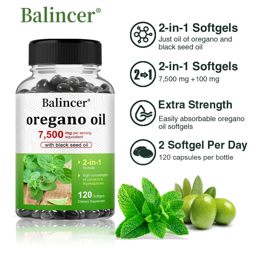 Oregano & Black Seed Oil Capsules – Immune & Digestive Support Herbal Oil Capsules Qst