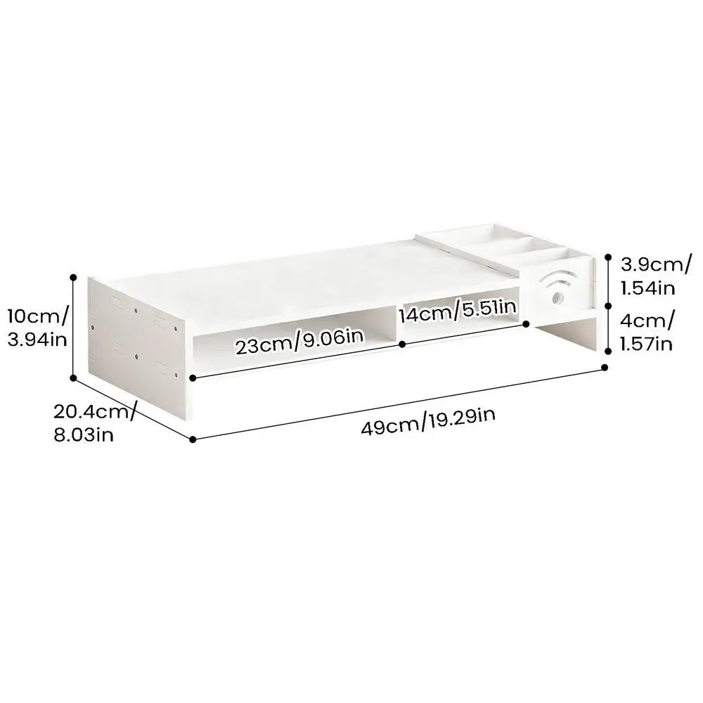 2-Tier Desk Monitor Stand & Organizer – 4.3" Riser Monitor Stand Riser Qst White