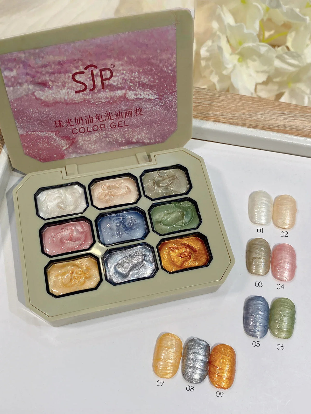 9-Color Pearlescent Solid Nail Polish DIY Art Set | Qme Nail Polish Set Qme
