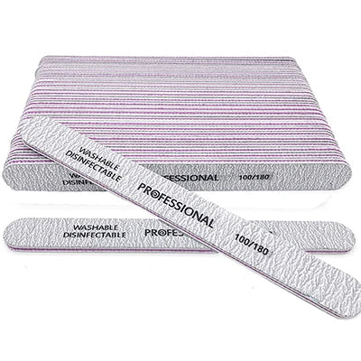 Professional Nail Files 100/180 Grit Manicure Pedicure Buffer Set Nail File Set Qme 50pcs Grit100-180