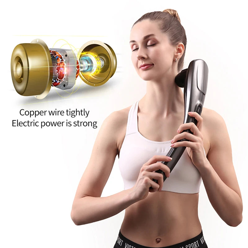 Electric Dolphin Percussion Massager – 6 Heads, Full Body Percussion Handheld Massager Qst