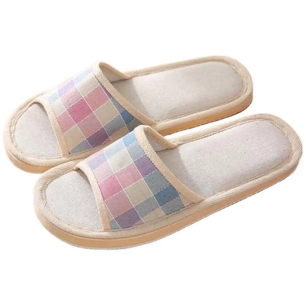 Women's Linen Indoor Slippers – Non-Slip Summer Home Shoes Indoor Slippers Qme 39-40 C