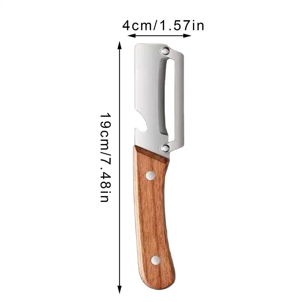 Vegetable Peeler & Bottle Opener – Wooden Handle Stainless Steel Vegetable Peeler Qme as shown
