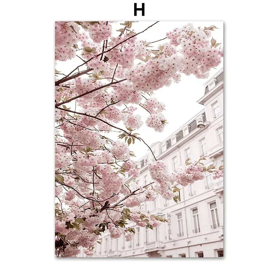 Floral Canvas Wall Art – Sakura Rose Tulip Nordic Poster Print Canvas Wall Art Qst 8 20x30cm Unframed