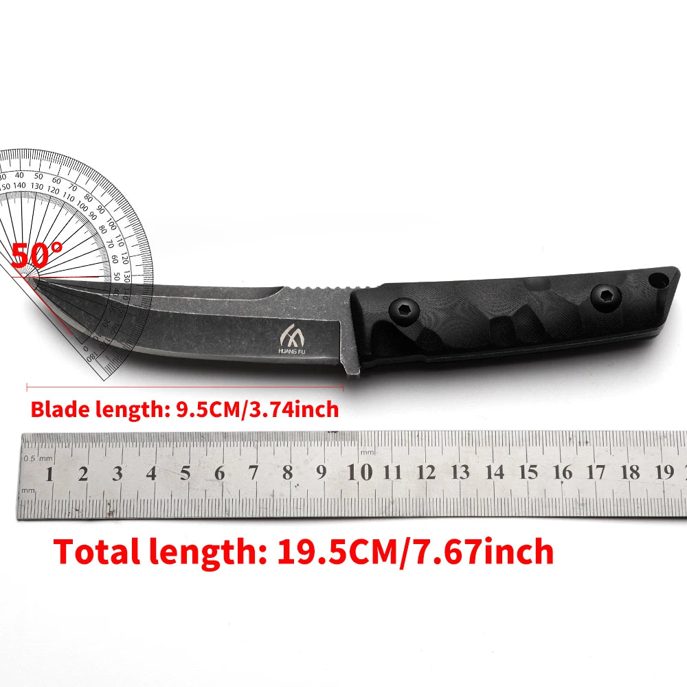 HUANGFU Full Tang Fixed Blade Knife with Sheath | Outdoor EDC Fixed Blade Knife Qst
