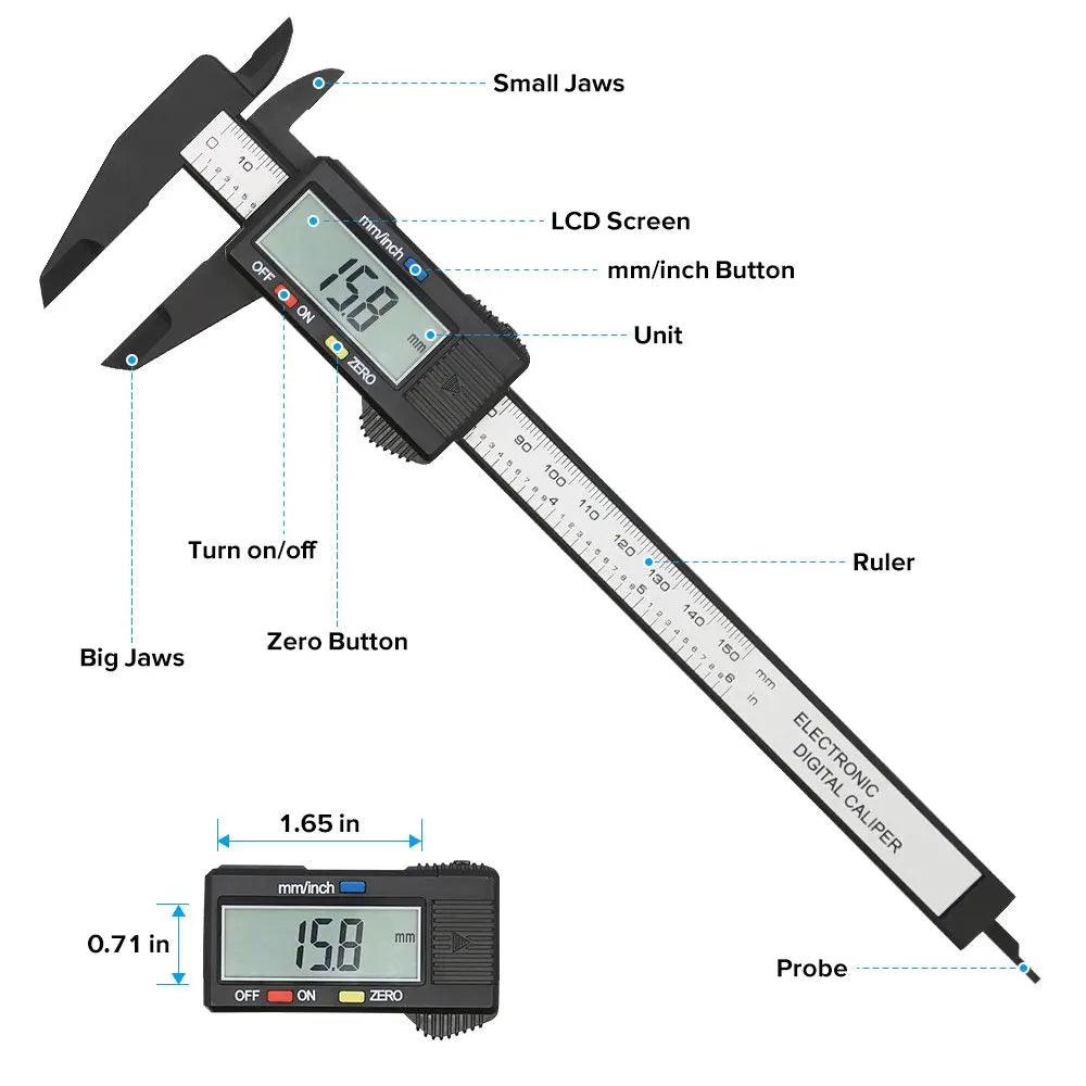 Electronic Digital Caliper Carbon Fiber Vernier Gauge Tool Digital Caliper Qme