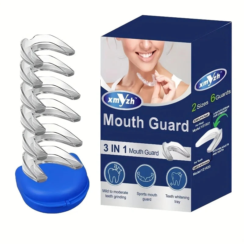 Moldable Night Guard & Whitening Tray 6-Pack | Boil & Bite Fit Dental Night Guard Qst 6pcs