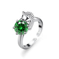 Hedgehog Multicolor Zircon Adjustable Sterling Silver Ring Fashion Ring Qme green resizable