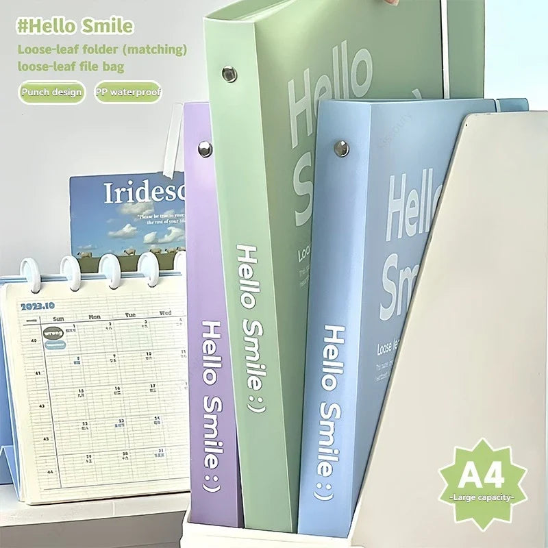 A4 Waterproof PP File Bag 3-Hole D-Ring Binder | 7 Colors D-Ring File Binder Qme