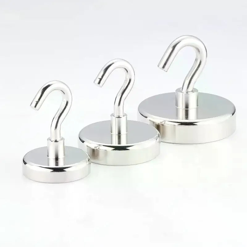 No-Drill Magnetic Hooks | N38 Electroplated Stainless Steel Magnetic Hooks Qme