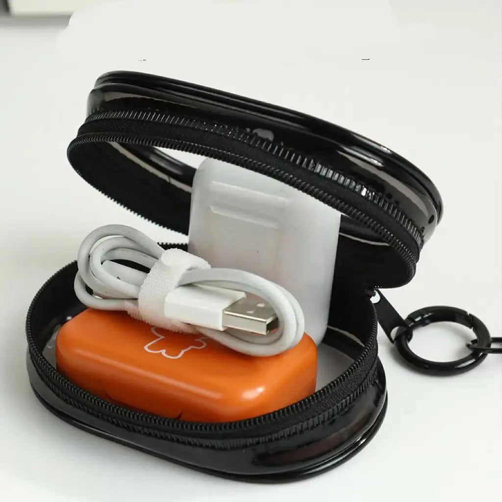 Clear Cable & Cord Travel Organizer Bag | Compact PVC Pouch Cable Organizer Bag Qme