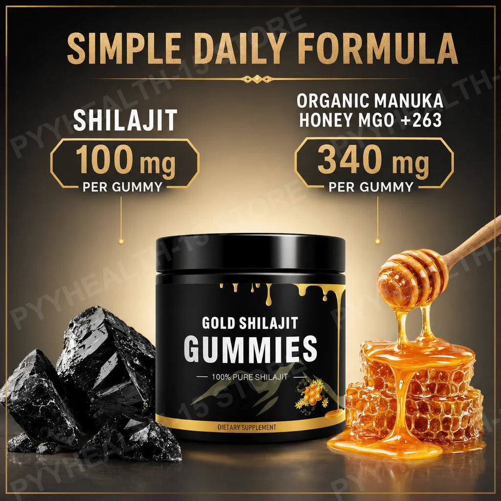 Shilajit Gummies with Manuka Honey | Energy & Focus, 100mg 30ct Wellness Gummy Supplement Qst