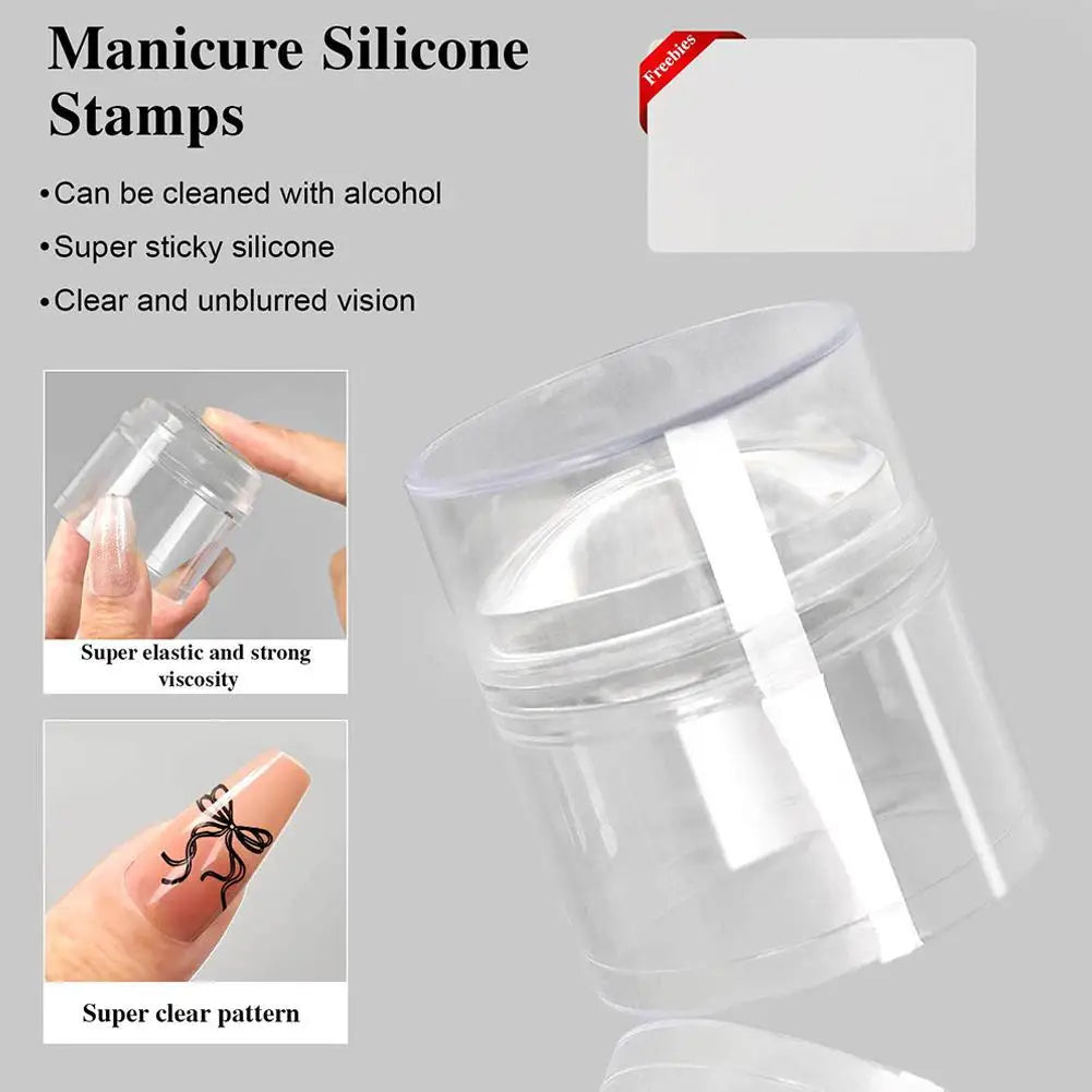 Nail Art Stamper & Scraper – Clear Silicone French Manicure Tool Nail Art Stamper Qme