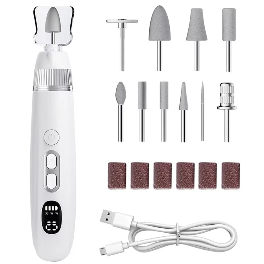 VIMYSHOW Cordless Electric Nail Drill Kit – 10 Speed & 10 Bits Electric Nail Drill Qst WHITE
