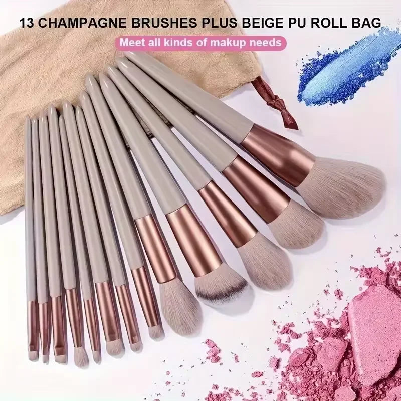 13-Piece Soft Fluffy Makeup Brush Set – Foundation & Eye Shadow Makeup Brush Set Qst