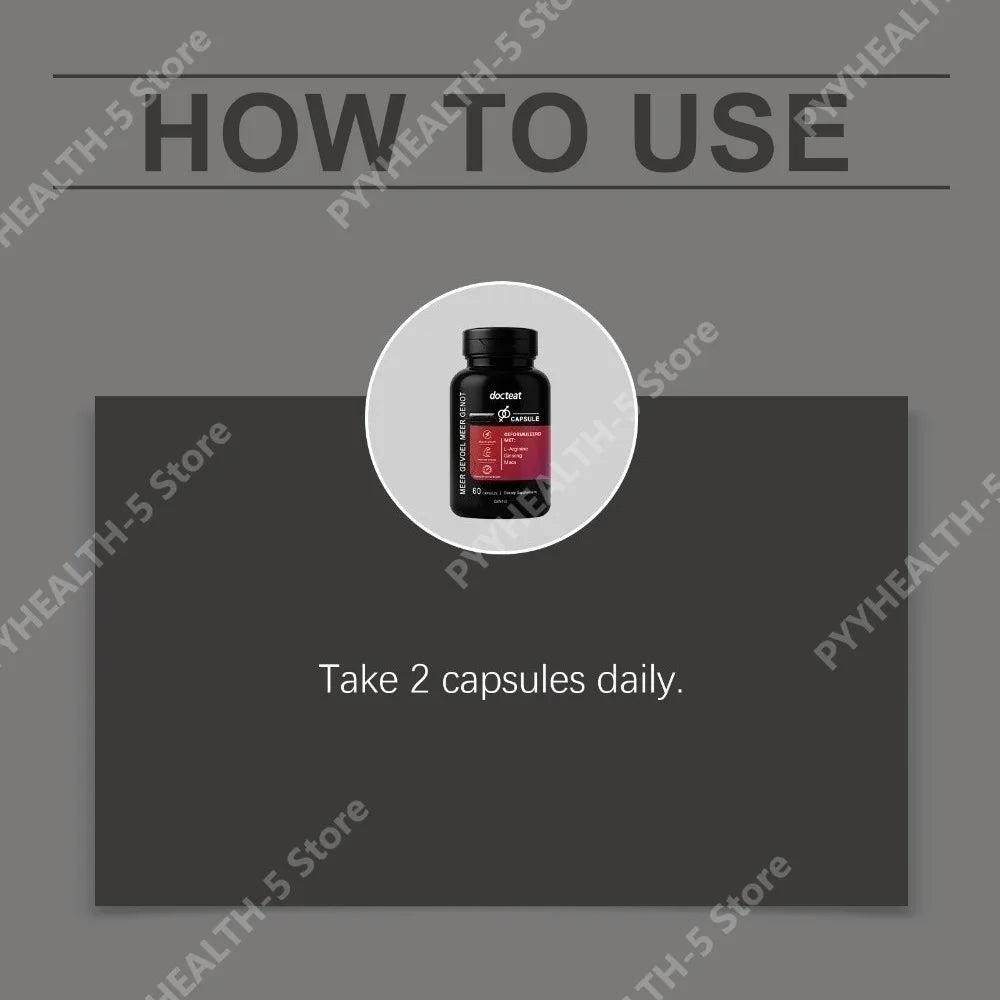 Docteat Men's Herbal Capsules – L-Arginine, Ginseng & Maca 60CT Herbal Wellness Capsules Qst