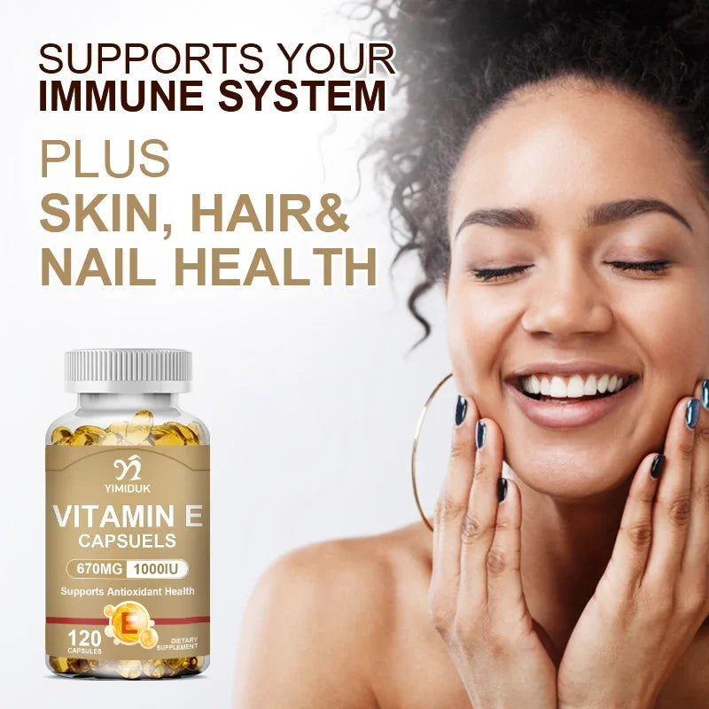 Yimiduk Vitamin E 670mg Capsules 120ct – Skin Hair & Eye Support Vitamin Supplement Qst