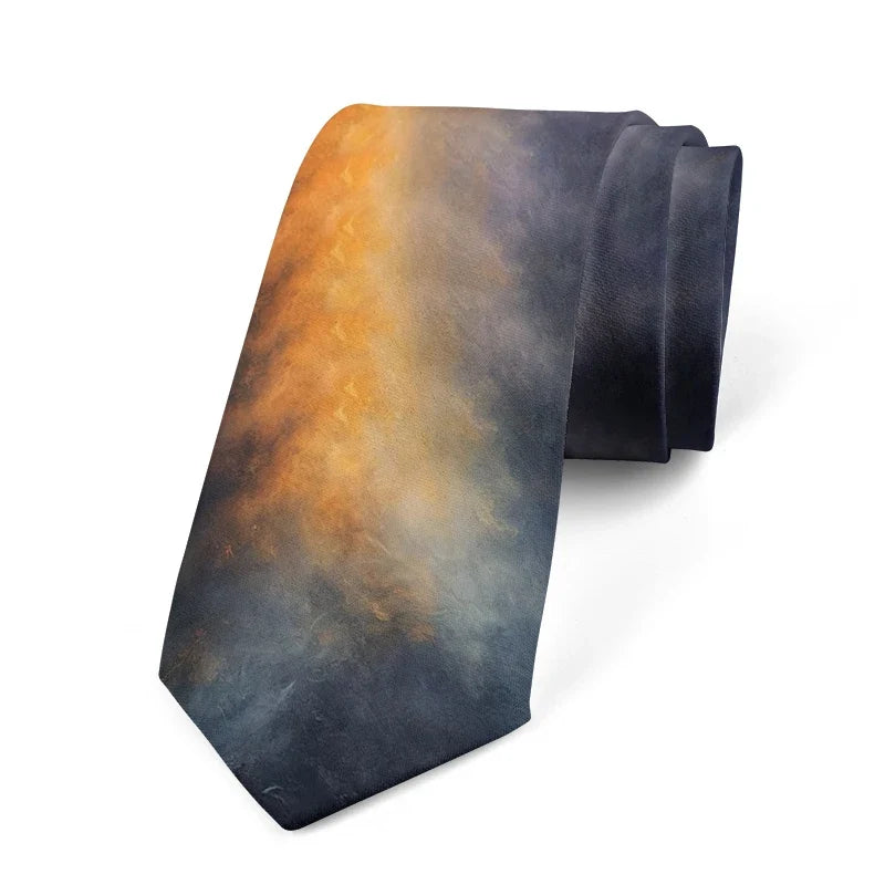 Butterfly Galaxy Print Necktie – Fun Unisex Polyester Tie Novelty Print Necktie Qme style7
