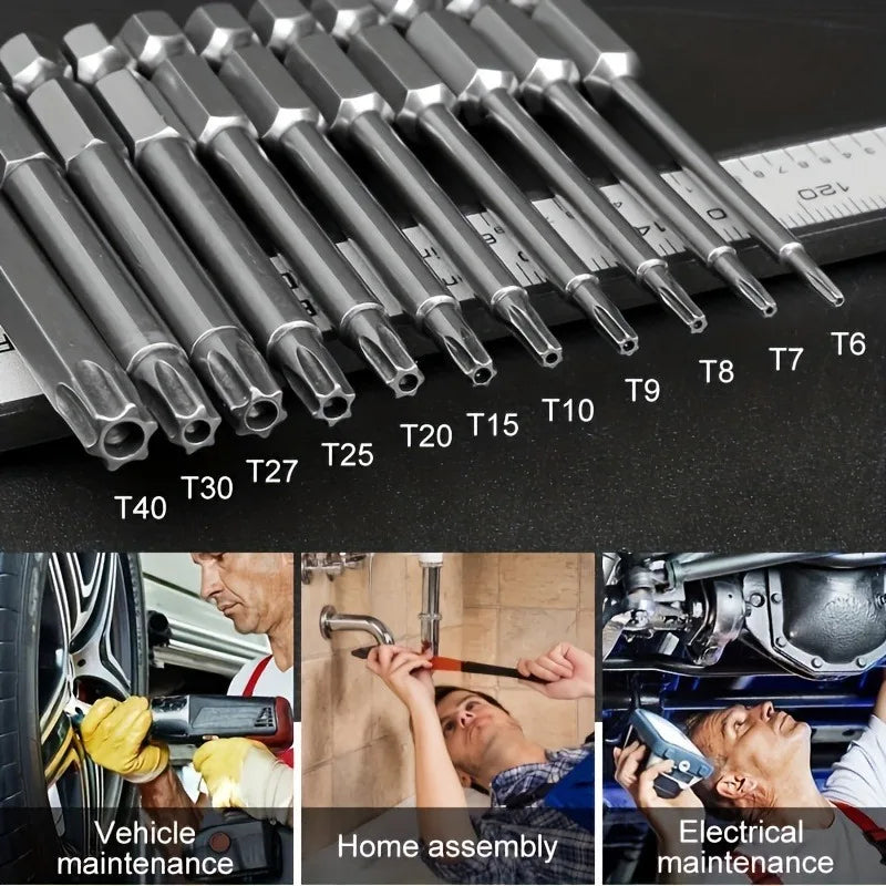 11-Pc Precision Star Plum Bit Set S2 Steel 75mm Hex Socket Screwdriver Bit Set Qme