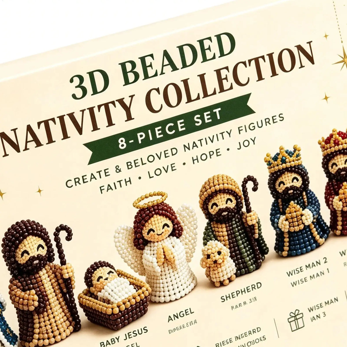 Nativity Bead Craft Kit – 3D Beaded Christmas Figurines Bead Craft Kit Qme