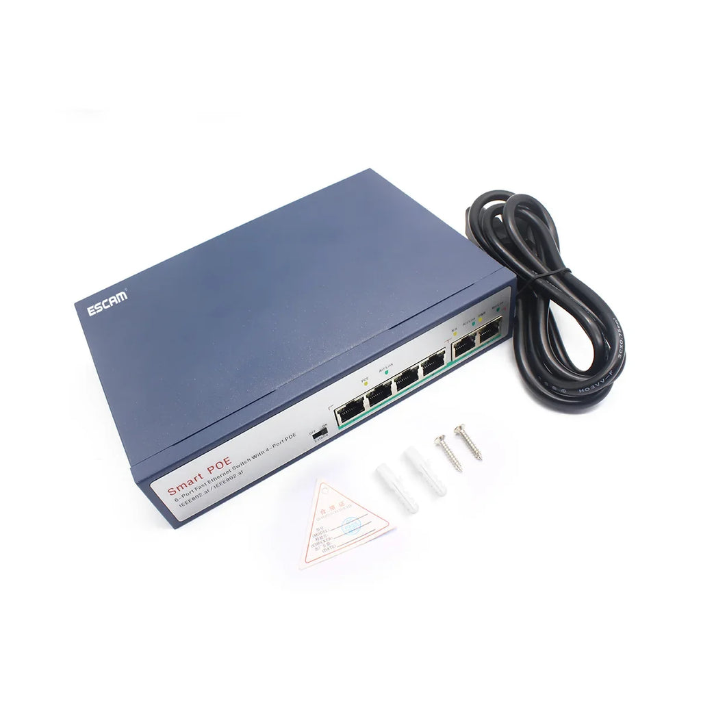 ESCAM 4+2 Channel Fast Ethernet PoE Switch for IP Cameras PoE Network Switch Qme