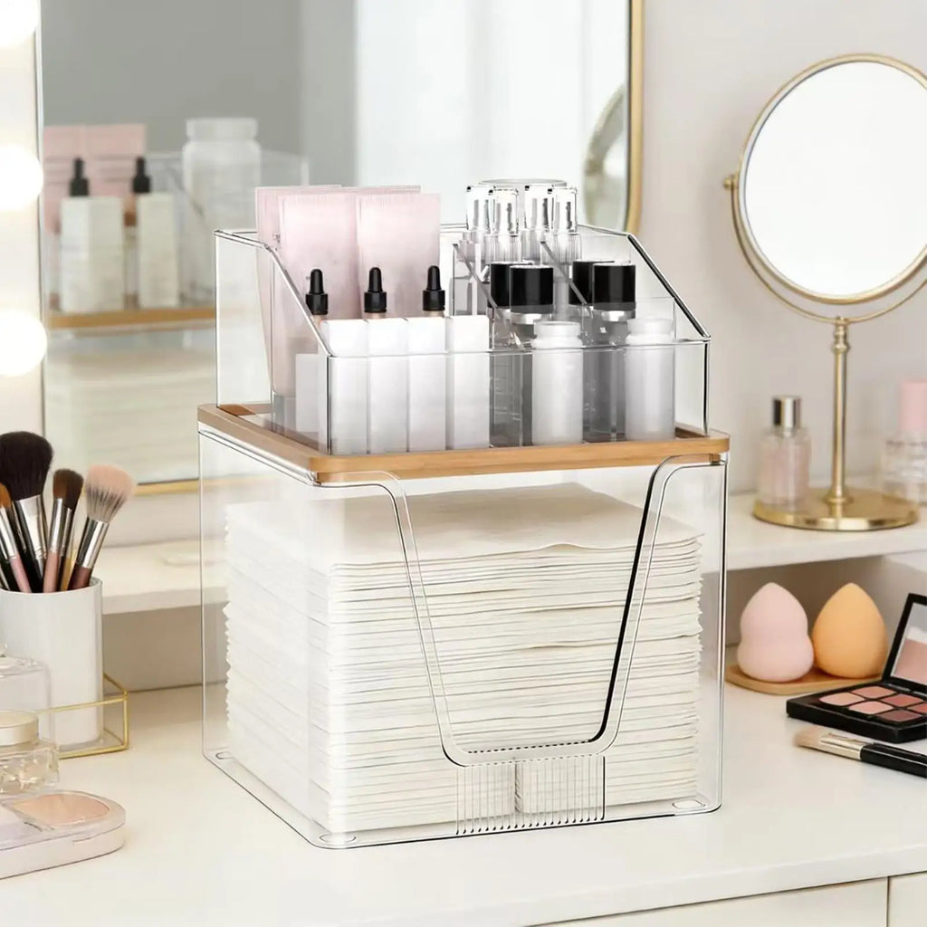 2-Layer Acrylic Clear Skincare & Makeup Organizer Case Acrylic Makeup Organizer Qme