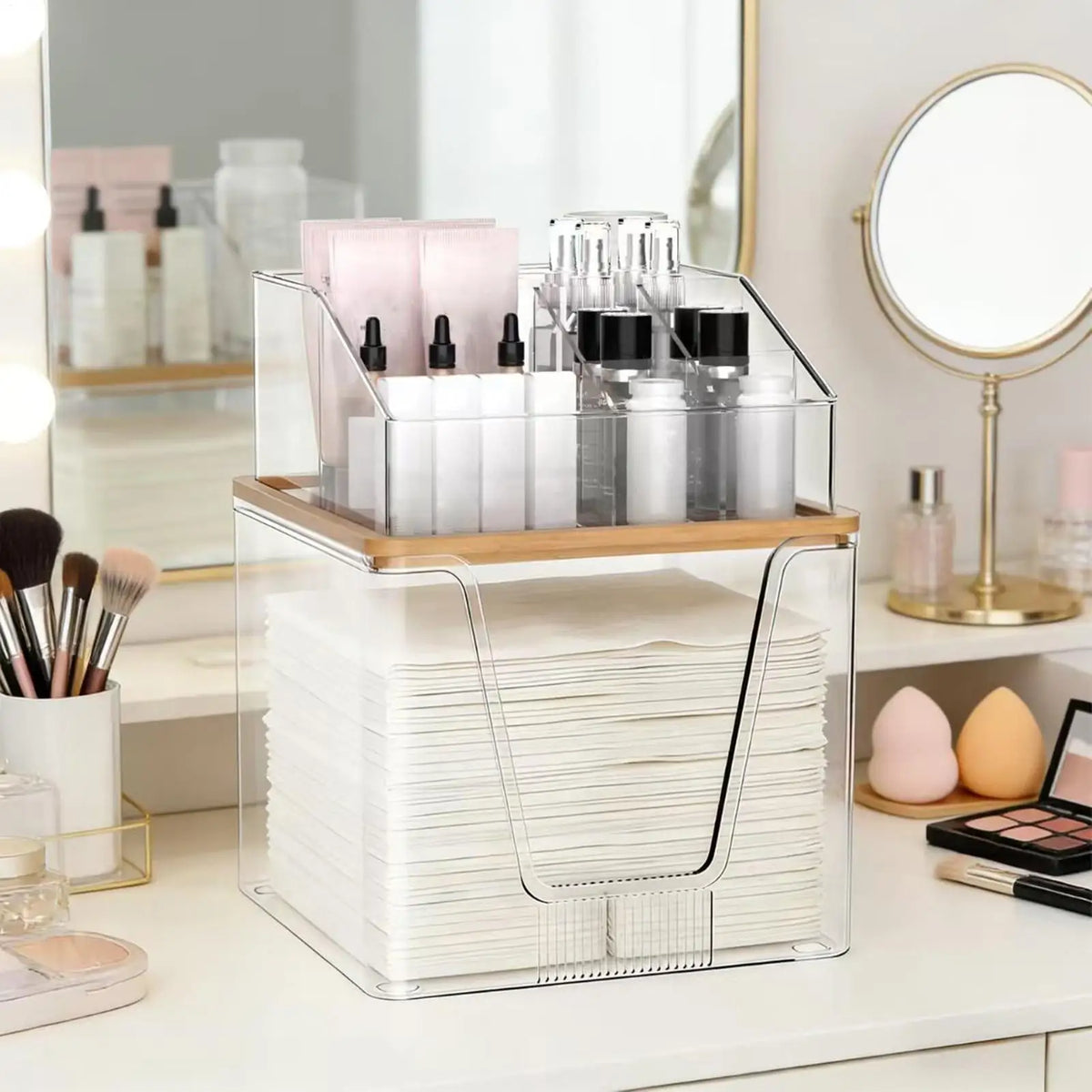 2-Layer Acrylic Clear Skincare & Makeup Organizer Case Acrylic Makeup Organizer Qme