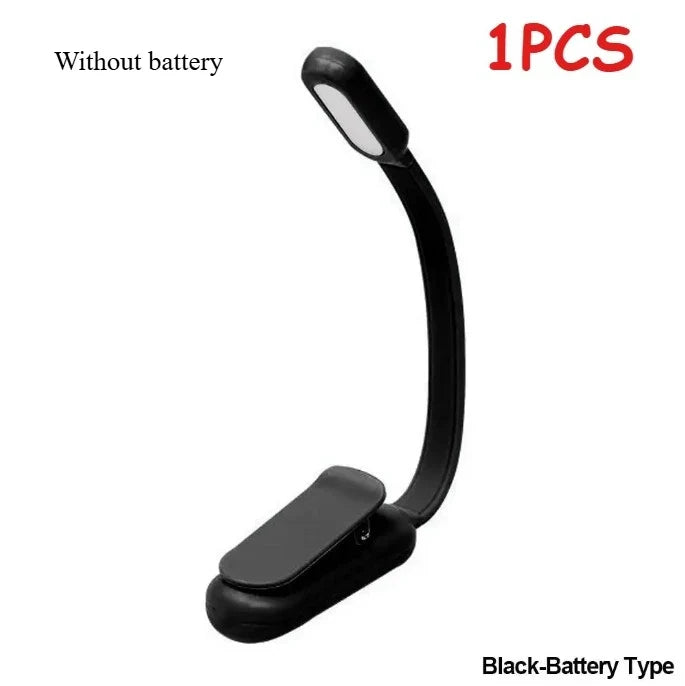 USB Rechargeable Clip-On LED Reading Light | 3 Color Modes Clip-On Book Light Qme Black Battery 1PCS