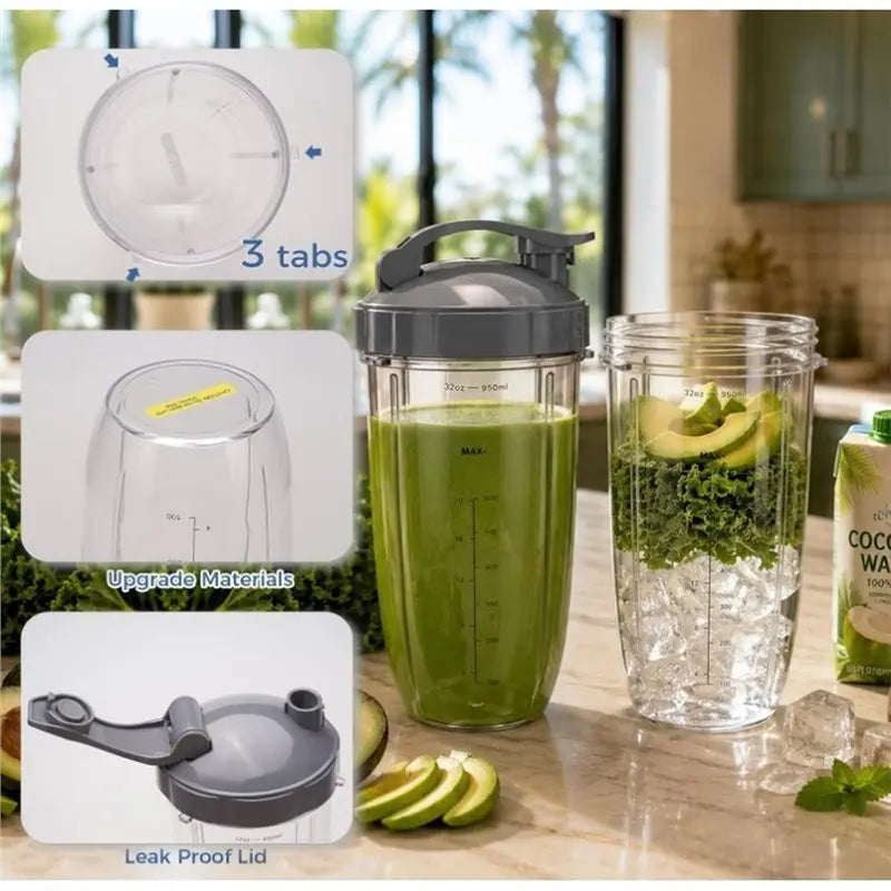 NutriBullet 600W & 900W Replacement Cups & Blade Set Blender Replacement Kit Qst