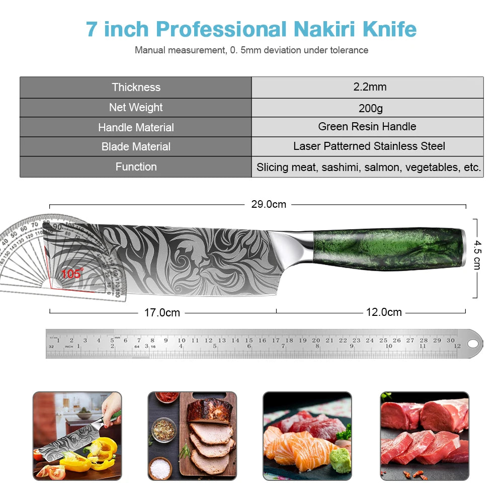 XITUO 7" Nakiri Japanese Chef Knife – Sharp Vegetable Cleaver Nakiri Chef Knife Qst