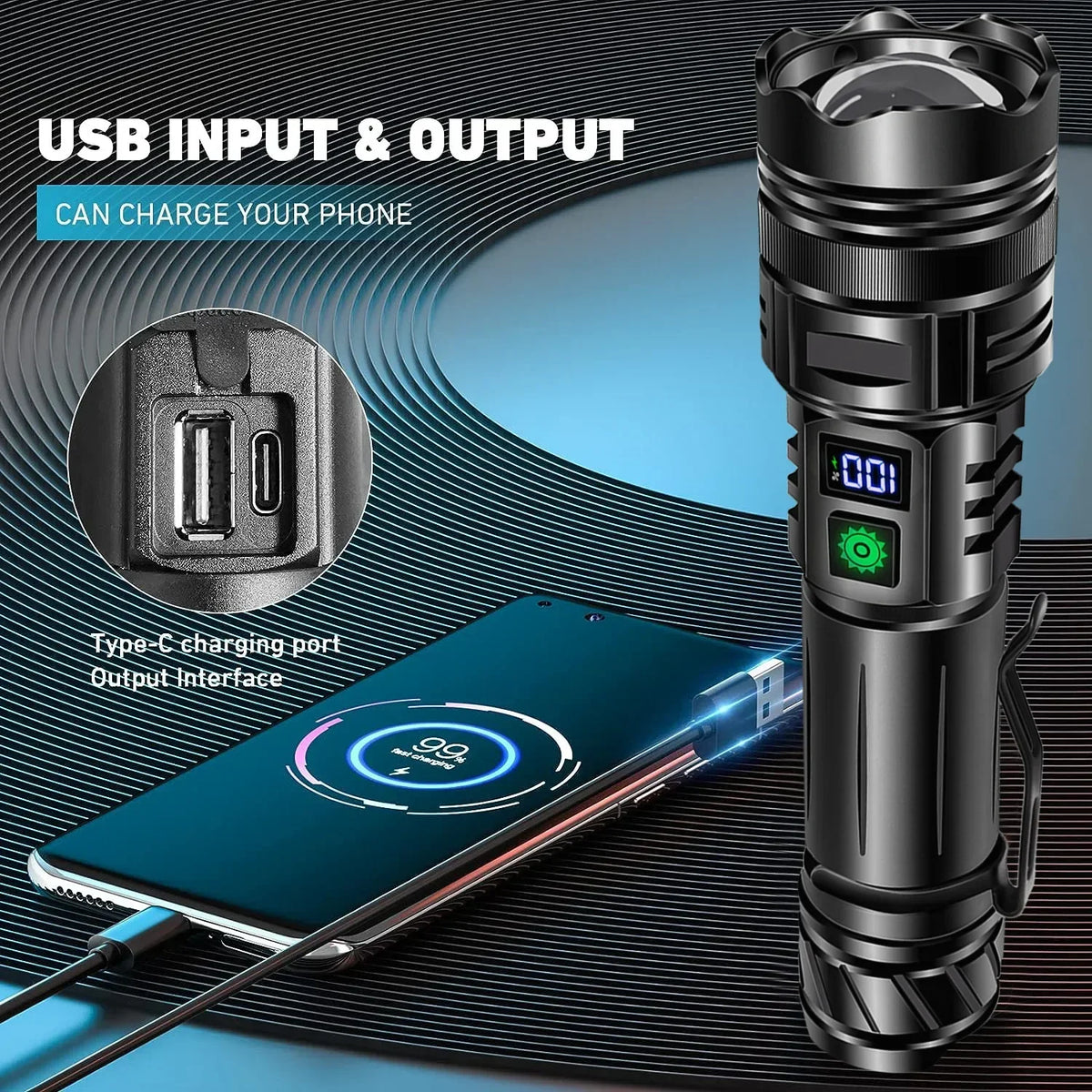 Super Bright Rechargeable LED Tactical Flashlight 500m Beam Tactical Flashlight Qst