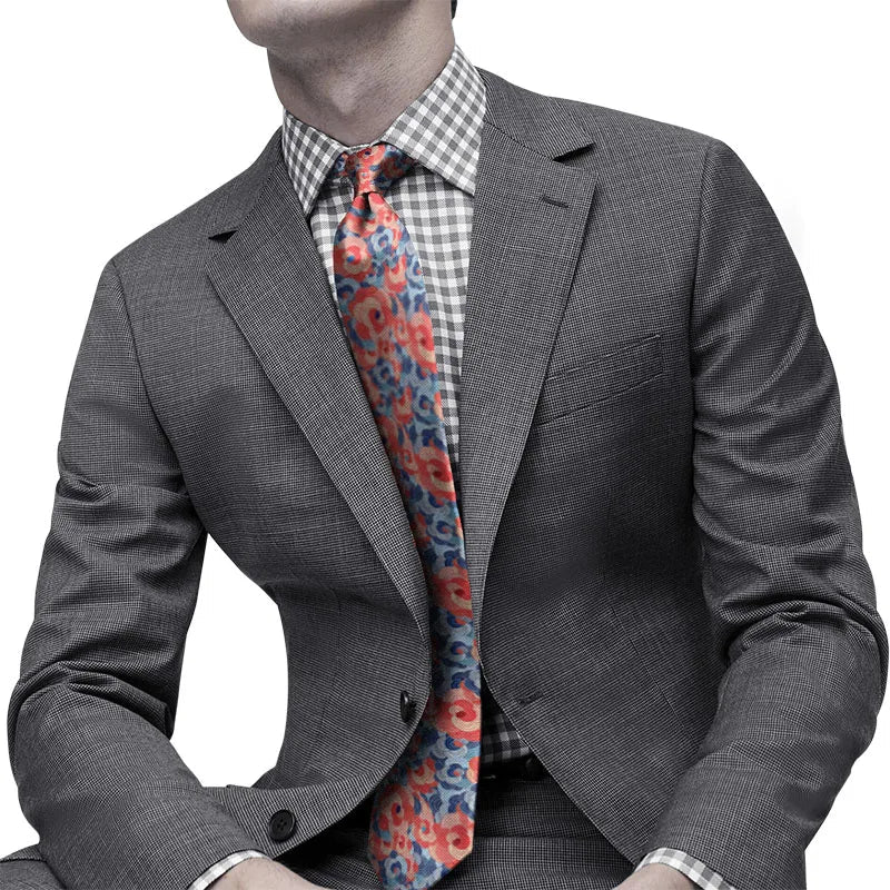 Men's Japanese Floral Necktie | 8cm Polyester Tie, 10 Colors Floral Necktie Qme