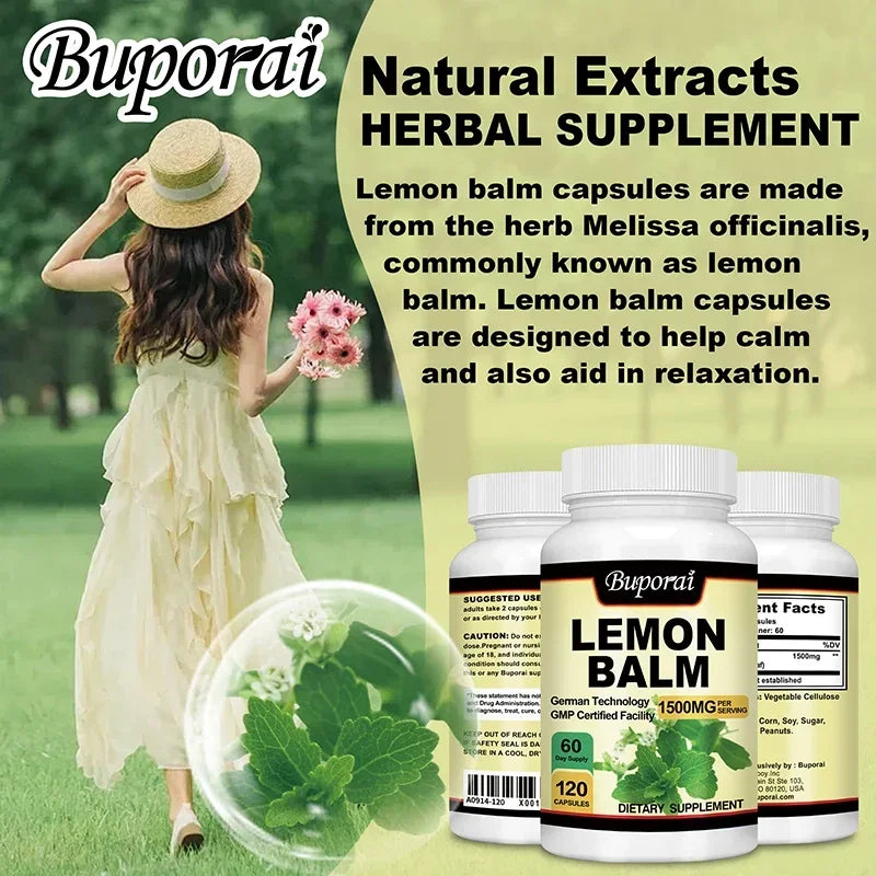 Organic Lemon Balm Capsules – Mood & Wellness Support Herbal Supplement Qst