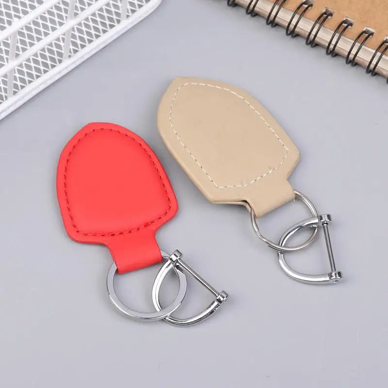 PU Leather Shield Keychain Ring – Bag Charm for Men & Women Leather Keychain Qme