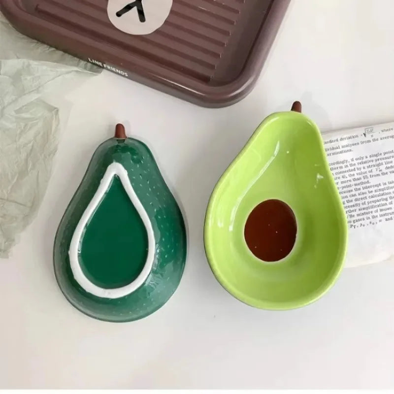 Avocado Shaped Ceramic Dish | Fruit Salad & Dessert Plate Novelty Ceramic Plate Qme