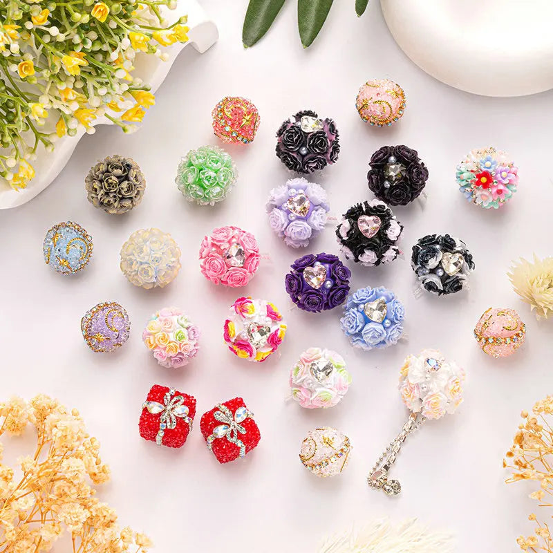 Rhinestone Ball Spacer Beads Moon Star Flower DIY Jewelry Craft Beads Qme