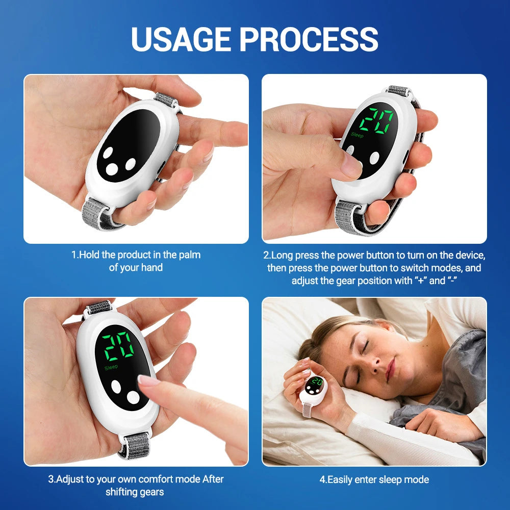 EMS Microcurrent Sleep Wristband – 20 Levels, USB-C Rechargeable Sleep Aid Wristband Qst
