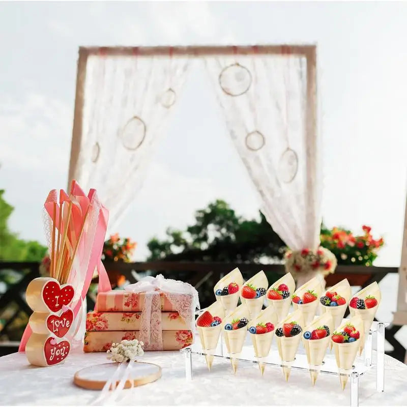 Clear Acrylic Ice Cream Cone Stand – 12-Hole Double-Layer Dessert Display Stand Qst