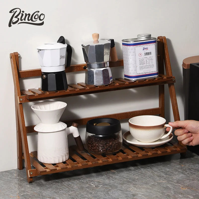 Bincoo Bamboo Coffee Utensil Storage Rack & Bar Organizer Coffee Utensil Rack Qst