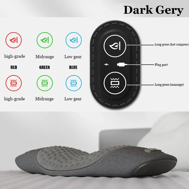 Vilnason Heating Vibrating Lumbar Massage Pillow | Waist Support Lumbar Massage Pillow Qst Dark Gery